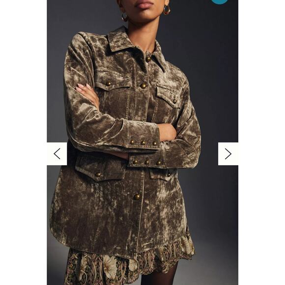 Anthropologie Velvet Utility Jacket Size Medium - Picture 3 of 4